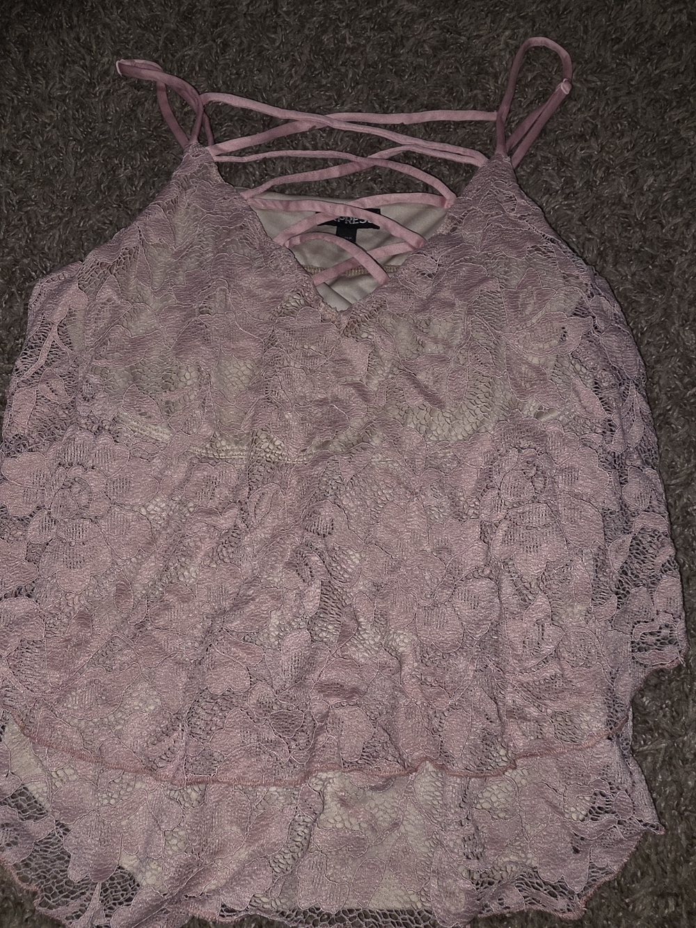 Express Pink Lace Strappy V-Neck Cami